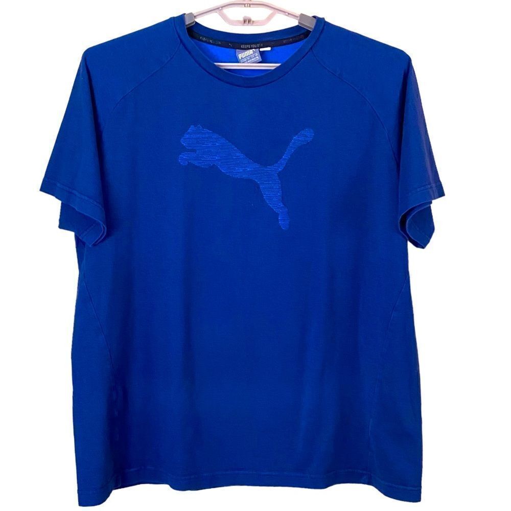 Mens Puma Blue Logo Graphic Blue T-Shirt Size XXL